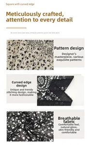 Detail view of the breathable fabric with retro paisley print and curved edges