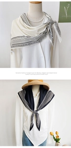 Detailed view of women's velvet texture triangle scarf with bohemian geometric patterns