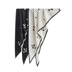 Minimalist polka dot and floral print neckerchief with elegant drape for women