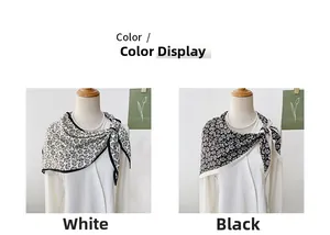 Detailed comparison of floral triangle silk scarves in elegant white and black patterns