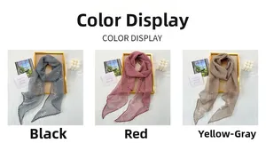 Chiffon neckerchiefs with elegant grid patterns in black, red, and yellow-grey options