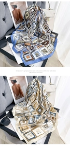 Detail of two silk scarves with abstract geometric patterns and smooth texture