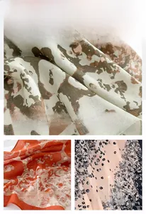 Detailed macro view of soft breathable cotton linen scarves with diverse floral prints