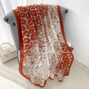 Retro leopard print cotton linen shawl for sun protection and indoor air conditioning use