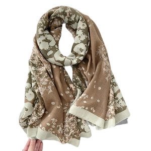 Vintage cotton linen shawl with abstract floral print for sun protection and travel wear