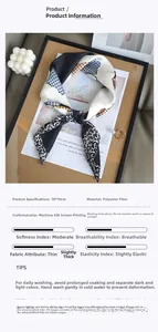 Detailed chart showing 70x70cm polyester leopard print scarf size and material specs