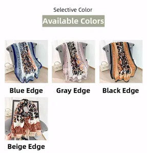 Selection of chic lightweight scarves featuring leopard and geometric prints in four colors