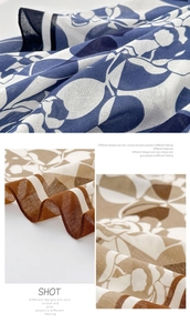 Detail view of cotton linen scarf showing floral patterns and breathable texture