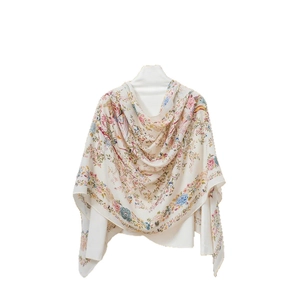 Elegant floral bird print sheer scarf lightweight summer sun protection shawl for women