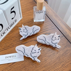 Acetate Animal Wolf Shape Hair Claw Clip Minimalist Marble Pattern Large Hair Jaw Clip For Women Styling Jewelry