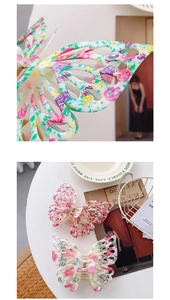 Détails de pinces à cheveux papillon à fleurs avec ailes découpées dans un style français