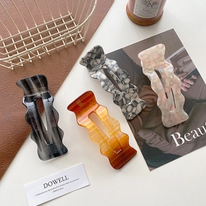 Large Acetate Hair Claw Clip Wavy Edge Hollow Design Marble Pattern Korean Style Daily Fashion Hair Accessories For Women