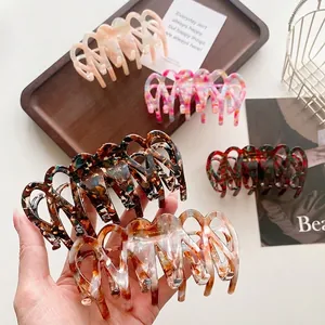 Elegant Acetate Large Hair Claw Clips For Women Marble Tortoise Shell Hair Clips Nonslip Shark Clip Hair Styling Accessories