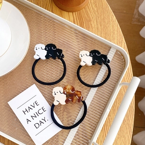 Acetate Cute Cartoon Dog Ponytail Holder Hair Tie Elastic Band High Stretch Hair Ring For Women Girls Fashion Hair Accessories