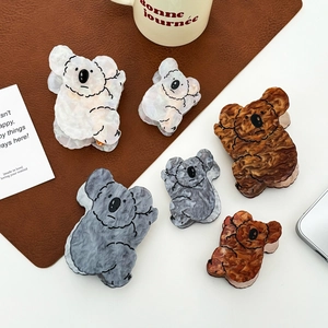 Cartoon Koala Bear Hair Claw Clip Acrylic Marble Texture Large Small Versatile Hair Accessory For Women Sweet Catch Clip