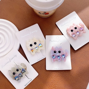 Cute acetate cat hair accessories with heart crystals in four elegant pastel colors