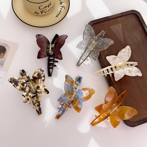 Molla per Capelli Coreana Vintage in Acetato a Farfalla Grande Tartarugata Effetto Marmo Antiscivolo per Donna Accessori Capelli