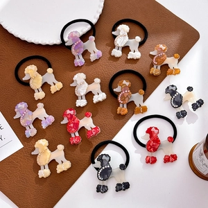 Accessoires de Cheveux en Acétate Chien Caniche Strass Animal Mignon Chouchous Pinces Bec de Canard Femmes Filles