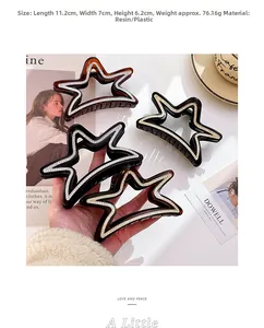 Détail de la pince à cheveux étoile de 11,2 cm avec dimensions et strass brillants