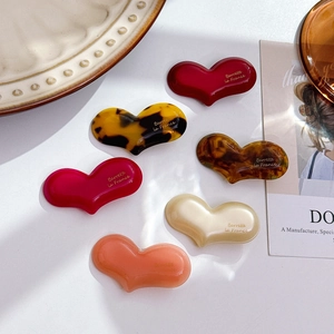 French Vintage Acetate Heart Hair Clip For Women Bangs Duckbill Side Clip Fashion Tortoiseshell Pattern Hair Accessory