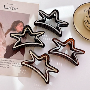 Pince à Cheveux en Acétate Forme Étoile Évidée avec Strass Accessoires de Coiffure Français Élégants pour Femmes