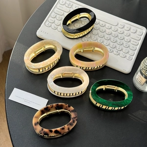 Vintage Acetat Große Ovale Haarklammer Für Damen High-End Legierung Hohle Haargreifer Shark Clip Mode Haarschmuck