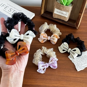 Mode Acetat Hohl Schleife Haargummis Elegante Organza Elastische Haarbänder Für Damen Mädchen Pferdeschwanz Halter Schmuck