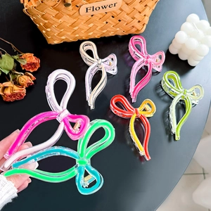 Large Bow Hair Claw Clip Elegant Transparent Acrylic Plastic Shark Clip Fashionable Hair Accessory For Women Hair Styling