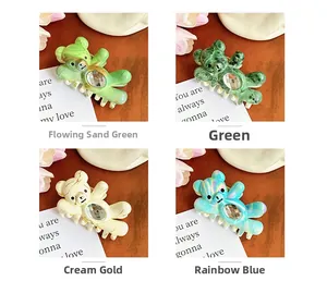 Detailed grid showing bear hair claws in quicksand cyan, green, white, and iridescent blue