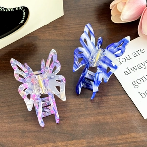 Pinces à cheveux papillon élégantes en marbre violet et bleu foncé pour coiffures