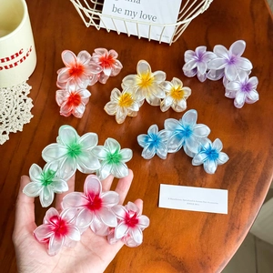Élégante Pince à Cheveux Frangipanier Grande en Acétate Mat Dégradé Fleur Pince à Cheveux pour Femme Accessoires Cheveux Vacances