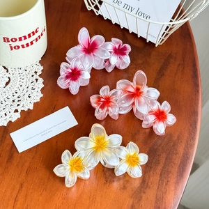 Ensemble de 3 pinces à cheveux en forme de fleur avec dégradé rose, orange et jaune