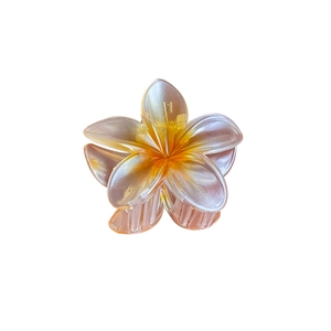 Gradient plumeria flower hair claw clip with pearlescent finish for women beach hair styling