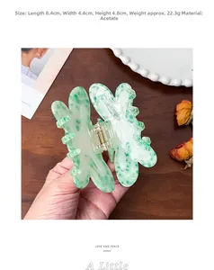 Green marble acetic acid hair claw clip dimensions 8.4cm length shown in detail