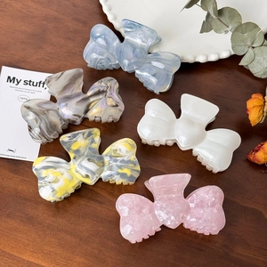 Elegant Large Acetate Butterfly Hair Claw Clip Non-slip Marble Mother of Artificial Pearl Texture Shark Hair Grip Accessory For Women