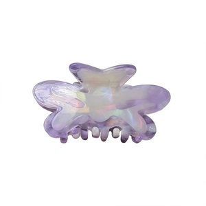 Elegant butterfly acetate hair claw clip with iridescent purple shimmer finish for women