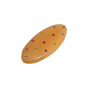 Mini pince à cheveux en acétate coloré avec strass multicolores sur fond blanc