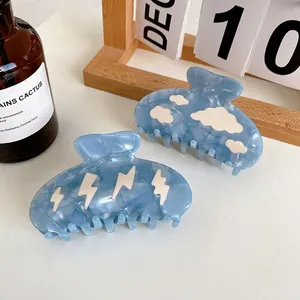 Blue Acetate Marble Texture Cloud Lightning Hair Claw Clip For Women Sweet Fashion Hair Accessories Decorative Hairpins