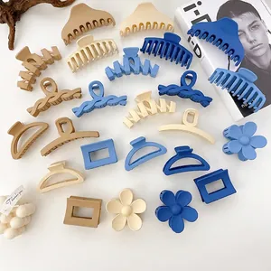 Korean Style Matte Hair Claw Clips For Women Minimalist Large Geometric Resin Shark Clips Frosted Hair Accessories Hair Clips