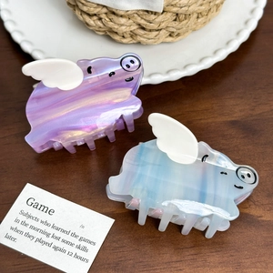 Pinces à cheveux cochon volant créatives en acétate avec motif marbré pour coiffure femme