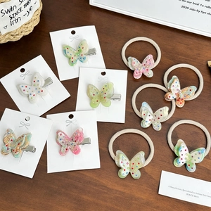 Butterfly Acetate Hair Clips Rhinestone Iridescent Duckbill Clips Sweet Hair Ties Set For Women Fashion Accessories