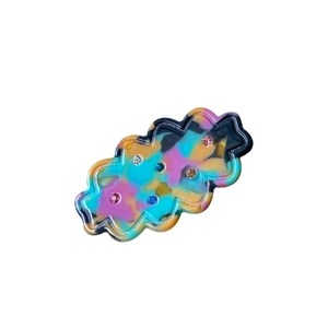 Colorful marble wavy hair clip with sparkling rhinestones in a sweet korean style