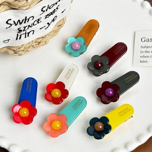 Handmade Acetate Flower Hair Clip Small Fresh Duckbill Clip Candy Color Side Hairpin For Women Girls Floral Hair Accessories