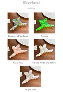 Detailed grid view of elegant acetate butterfly hair claws with rhinestone accents