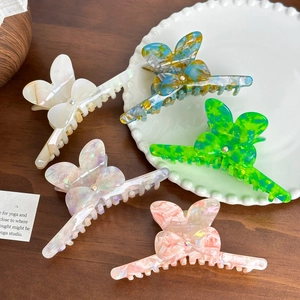 Elegant Butterfly Acetate Hair Claw Clips With Rhinestone Marble Pattern Hair Clamps For Women Hair Styling Accessories
