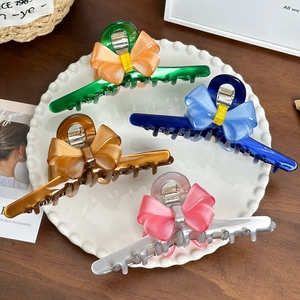 Elegant Acetate Bow Hair Claw Clip Contrast Color Shark Clip Fashionable Versatile Hair Accessories For Women Daily Styling