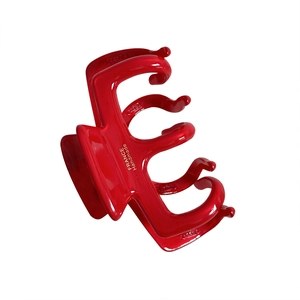 Pince à cheveux rouge 4MM en acétate poli avec logo doré France Handmade gravé