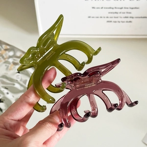 Eleganti mollette per capelli in acetato da 4mm in verde oliva e viola con oro
