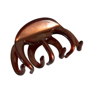 Deep brown 4mm acetate hair claw clip with France handmade engraving for thick hair