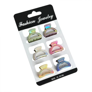 Lot de 6 petites pinces à cheveux holographiques sur carte de présentation de bijoux